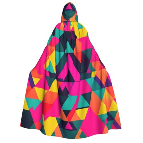 ABYchdd Farbenfroher Kapuzenumhang mit Dreiecksdruck, für Erwachsene, Halloween, ideal für Cosplay, Partys und mehr von ABYchdd