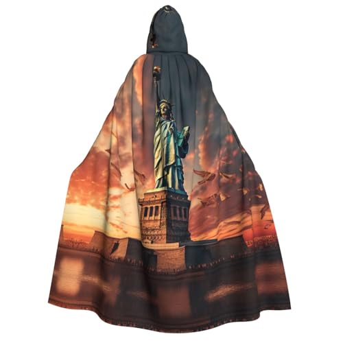 ABYchdd Freiheitsstatue in NYC Druck, Kapuzenumhang für Erwachsene, Halloween, Kapuzenumhang, ideal für Cosplay, Partys und mehr von ABYchdd