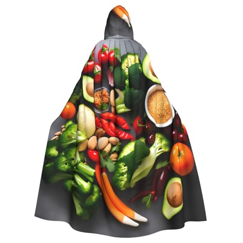 ABYchdd Gesundes Essen Druck Halloween Erwachsene Kapuzenumhang Unisex Kapuzenmantel Umhang Langer Umhang für Cosplay/Party von ABYchdd