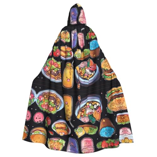 ABYchdd Gesundes Essen Druck Halloween Erwachsene Kapuzenumhang Unisex Kapuzenmantel Umhang Langer Umhang für Cosplay/Party von ABYchdd