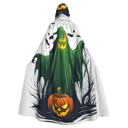 ABYchdd Grüner Geister-Horror-Halloween-Kürbis-Druck, Halloween, Erwachsenen-Kapuzenumhang, Unisex, langer Umhang für Cosplay/Party von ABYchdd
