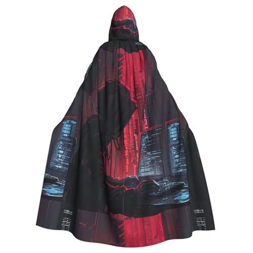 ABYchdd Hacker Attack Print Halloween Erwachsene Kapuzenumhang Unisex Kapuzenmantel Umhang Langer Umhang für Cosplay/Party von ABYchdd