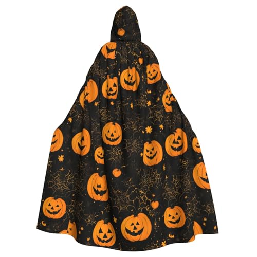 ABYchdd Halloween-Kürbis-Druck, Halloween-Umhang mit Kapuze, Unisex, langer Umhang für Cosplay/Party von ABYchdd
