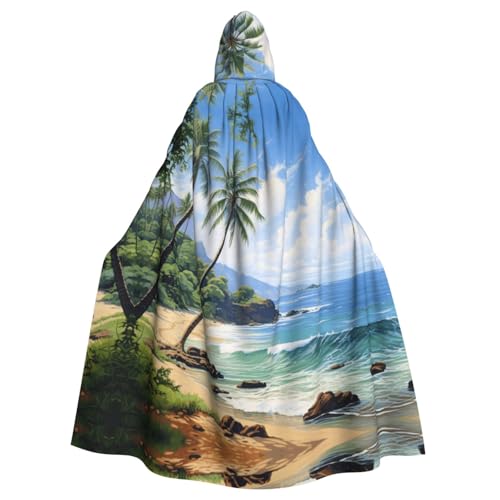 ABYchdd Hawaiianischer Strand mit Palmen-Druck, Halloween-Erwachsenen-Kapuzenumhang, Unisex, langer Umhang für Cosplay/Party ABYchdd Hawaiianischer Strand mit Palmen-Druck, Halloween-Erwachsenen-Kapuzenumhang, Unisex, langer Umhang für Cosplay/Party von ABYchdd