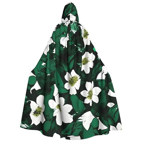 ABYchdd Hunter Green Floral Petals Pattern Print Hooded Cape Adult Halloween Hooded Cloak, Ideal For Cosplay, Parties And More von ABYchdd