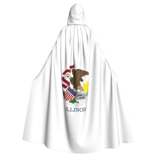ABYchdd Illinois Kapuzenumhang mit Staatsflaggen-Druck, Halloween, Erwachsene, Unisex, Kapuzenmantel, langer Umhang für Cosplay/Party ABYchdd Illinois Kapuzenumhang mit Staatsflaggen-Druck, Halloween, Erwachsene, Unisex, Kapuzenmantel, langer Umhang für Cosplay/Party von ABYchdd