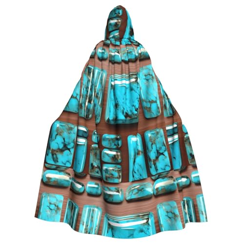 ABYchdd Kapuzenumhang für Erwachsene, hellblau-türkisfarbener Druck, Unisex, langer Umhang für Cosplay/Party von ABYchdd