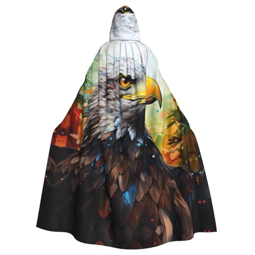 ABYchdd Kapuzenumhang mit Adler-Druck, Unisex, langer Umhang für Cosplay/Party von ABYchdd