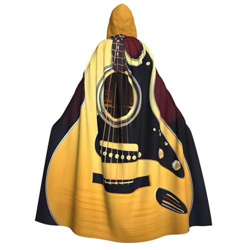 ABYchdd Kapuzenumhang mit Aufschrift "Note Guitar Print" für Erwachsene, Halloween, ideal für Cosplay, Partys und mehr von ABYchdd