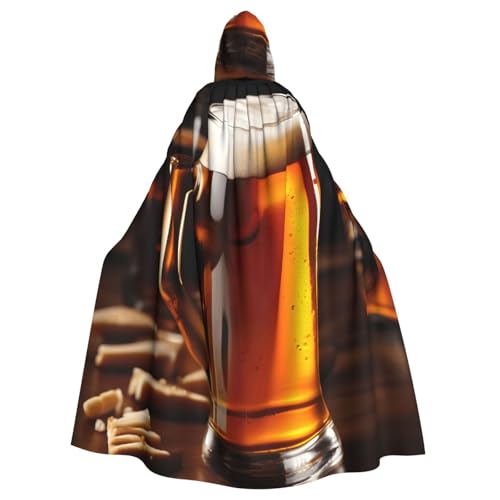 ABYchdd Kapuzenumhang mit Bierdruck, Unisex, langer Umhang für Cosplay/Party von ABYchdd