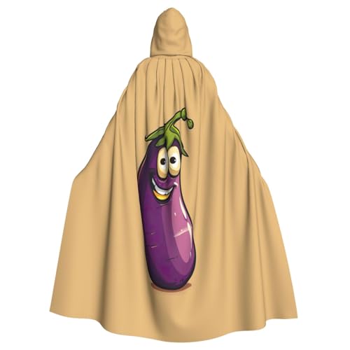 ABYchdd Kapuzenumhang mit Cartoon-Auberginen-Druck, für Erwachsene, Unisex, langer Umhang für Cosplay/Party von ABYchdd