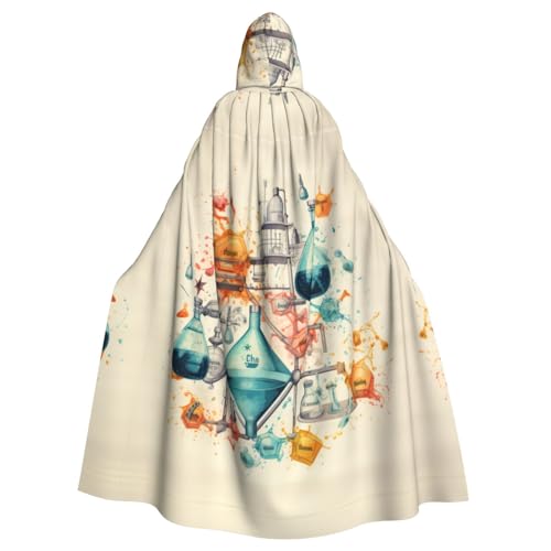 ABYchdd Kapuzenumhang mit Chemie-Druck, Halloween, Erwachsene, Unisex, langer Umhang für Cosplay/Party von ABYchdd