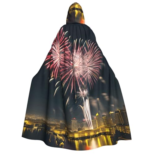 ABYchdd Kapuzenumhang mit Feuerwerk-Muster, für Erwachsene, Halloween, ideal für Cosplay, Partys und mehr von ABYchdd