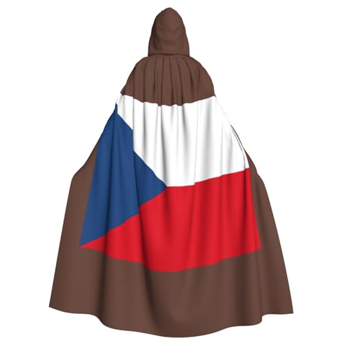 ABYchdd Kapuzenumhang mit Flagge der Tschechischen Republik, für Halloween, Erwachsene, Unisex, mit Kapuze, langer Umhang für Cosplay/Party von ABYchdd