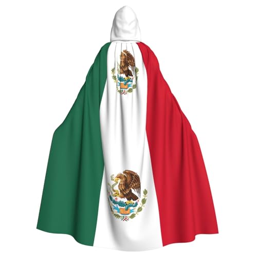 ABYchdd Kapuzenumhang mit Flagge von Mexiko, Unisex, langer Umhang für Cosplay/Party von ABYchdd