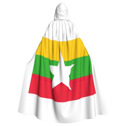 ABYchdd Kapuzenumhang mit Flagge von Myanmar, Unisex, langer Umhang für Cosplay/Party von ABYchdd