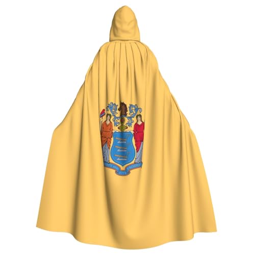 ABYchdd Kapuzenumhang mit Flagge von New Jersey, Unisex, langer Umhang für Cosplay/Party von ABYchdd
