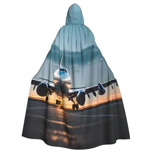 ABYchdd Kapuzenumhang mit Flugzeug am Abend mit Lichtdruck, Halloween, Erwachsene, Unisex, Kapuzenmantel, langer Umhang für Cosplay/Party ABYchdd Kapuzenumhang mit Flugzeug am Abend mit Lichtdruck, Halloween, Erwachsene, Unisex, Kapuzenmantel, langer Umhang für Cosplay/Party von ABYchdd
