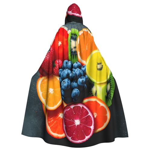 ABYchdd Kapuzenumhang mit Früchten, Regenbogen-Druck, Unisex, langer Umhang für Cosplay/Party von ABYchdd