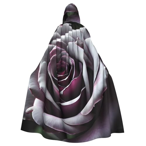 ABYchdd Kapuzenumhang mit Gothic-Rosen-Blumendruck, Unisex, langer Umhang für Cosplay/Party von ABYchdd