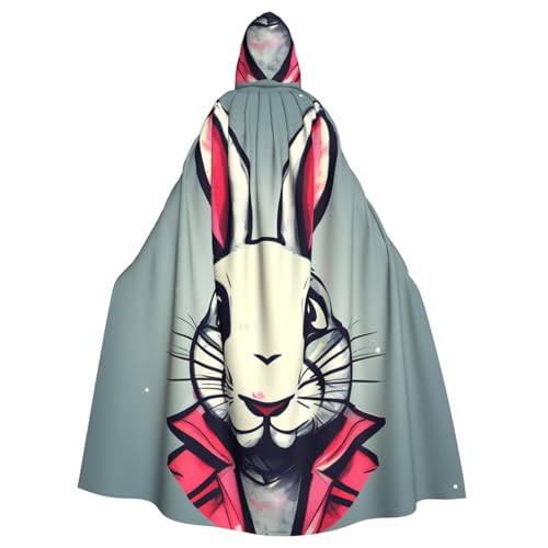 ABYchdd Kapuzenumhang mit Hasen-Motiv, Unisex, langer Umhang für Cosplay/Party von ABYchdd