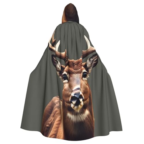 ABYchdd Kapuzenumhang mit Hirsch-Aufdruck, Unisex, langer Umhang für Cosplay/Party von ABYchdd