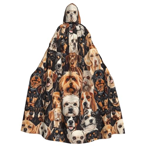 ABYchdd Kapuzenumhang mit Hundemuster, Halloween, Erwachsene, Unisex, mit Kapuze, langer Umhang für Cosplay/Party von ABYchdd