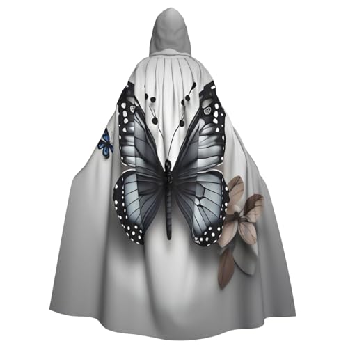 ABYchdd Kapuzenumhang mit Kapuze, unisex, mit Blumen- und Schmetterlings-Aufdruck, für Cosplay/Party von ABYchdd