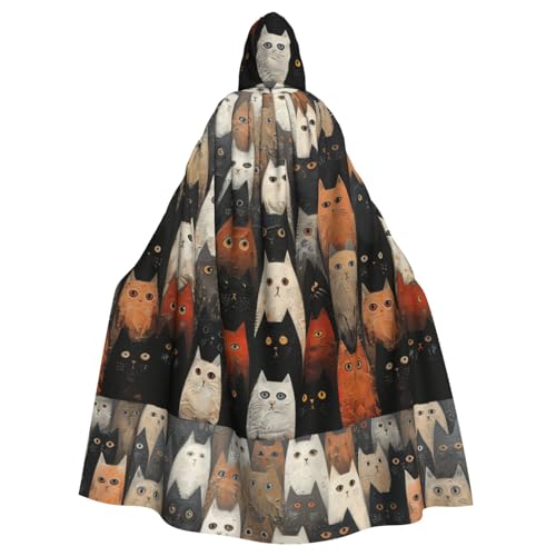 ABYchdd Kapuzenumhang mit Katzendruck, Unisex, langer Umhang für Cosplay/Party ABYchdd Kapuzenumhang mit Katzendruck, Unisex, langer Umhang für Cosplay/Party von ABYchdd