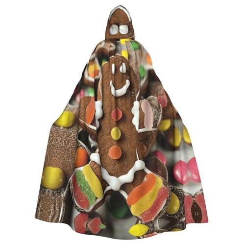 ABYchdd Kapuzenumhang mit Lebkuchenmann, Süßigkeiten-Druck, Halloween, Erwachsene, Unisex, mit Kapuze, langer Umhang für Cosplay/Party ABYchdd Kapuzenumhang mit Lebkuchenmann, Süßigkeiten-Druck, Halloween, Erwachsene, Unisex, mit Kapuze, langer Umhang für Cosplay/Party von ABYchdd