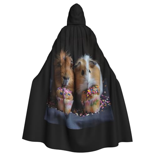 ABYchdd Kapuzenumhang mit Meerschweinchen und Cupcakes für Halloween, Erwachsene, Unisex, mit Kapuze, langer Umhang für Cosplay/Party von ABYchdd