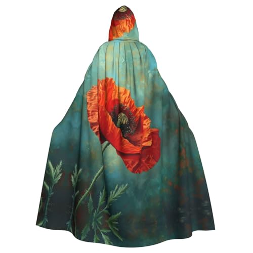 ABYchdd Kapuzenumhang mit Mohnblumen-Druck, Unisex, langer Umhang für Cosplay/Party von ABYchdd