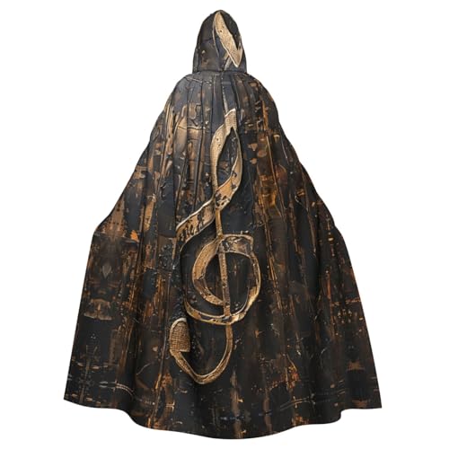 ABYchdd Kapuzenumhang mit Musik-Symbol-Druck, Unisex, langer Umhang für Cosplay/Party von ABYchdd