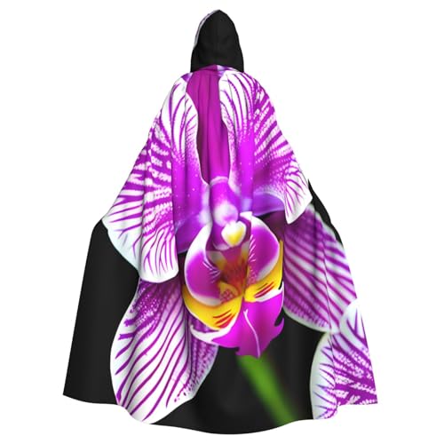 ABYchdd Kapuzenumhang mit Orchideen-Blumendruck, Unisex, langer Umhang für Cosplay/Party von ABYchdd