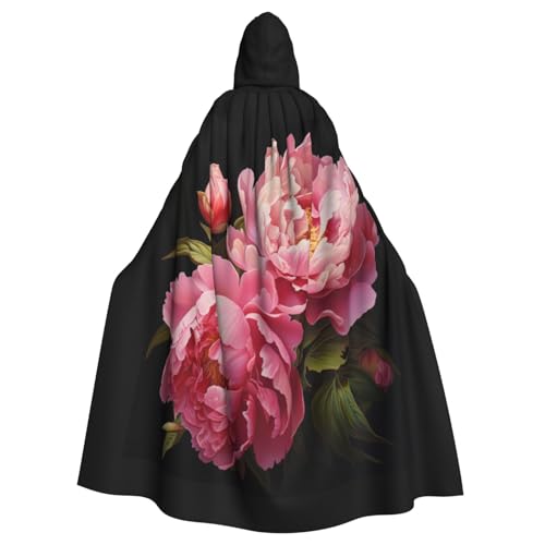 ABYchdd Kapuzenumhang mit Pfingstrosen-Aufdruck, Unisex, langer Umhang für Cosplay/Party von ABYchdd