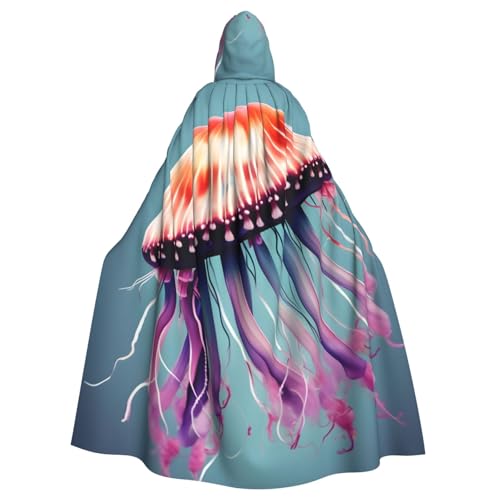 ABYchdd Kapuzenumhang mit Quallen-Druck, Unisex, langer Umhang für Cosplay/Party von ABYchdd