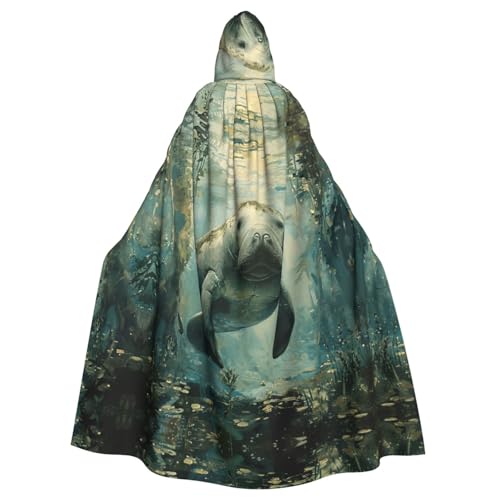 ABYchdd Kapuzenumhang mit Seekuh, Tierdruck, Halloween, Erwachsene, Unisex, Kapuzenmantel, langer Umhang für Cosplay/Party ABYchdd Kapuzenumhang mit Seekuh, Tierdruck, Halloween, Erwachsene, Unisex, Kapuzenmantel, langer Umhang für Cosplay/Party von ABYchdd