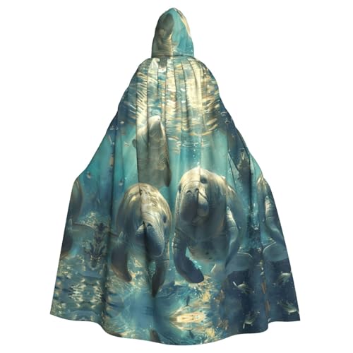 ABYchdd Kapuzenumhang mit Seekuh, Tierdruck, Halloween, Erwachsene, Unisex, Kapuzenmantel, langer Umhang für Cosplay/Party ABYchdd Kapuzenumhang mit Seekuh, Tierdruck, Halloween, Erwachsene, Unisex, Kapuzenmantel, langer Umhang für Cosplay/Party von ABYchdd