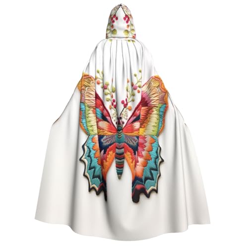 ABYchdd Kapuzenumhang mit Stickerei, bunter Schmetterlingsdruck, für Erwachsene, Halloween, ideal für Cosplay, Partys und mehr von ABYchdd