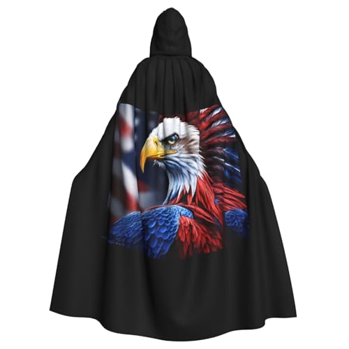 ABYchdd Kapuzenumhang mit amerikanischem Weißkopfseeadler, Unisex, langer Umhang für Cosplay/Party von ABYchdd