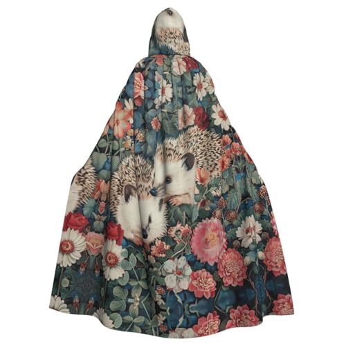 ABYchdd Kapuzenumhang mit floralem Igel-Druck, Halloween, Erwachsene, Unisex, Kapuzenmantel, langer Umhang für Cosplay/Party ABYchdd Kapuzenumhang mit floralem Igel-Druck, Halloween, Erwachsene, Unisex, Kapuzenmantel, langer Umhang für Cosplay/Party von ABYchdd