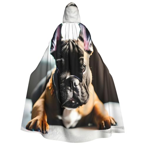 ABYchdd Kapuzenumhang mit französischer Bulldogge für Erwachsene, Halloween, ideal für Cosplay, Partys und mehr von ABYchdd