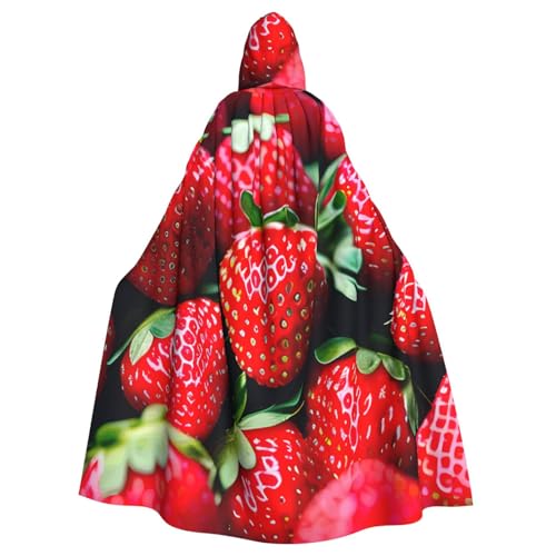 ABYchdd Kapuzenumhang mit frischem Erdbeerdruck, Unisex, langer Umhang für Cosplay/Party von ABYchdd