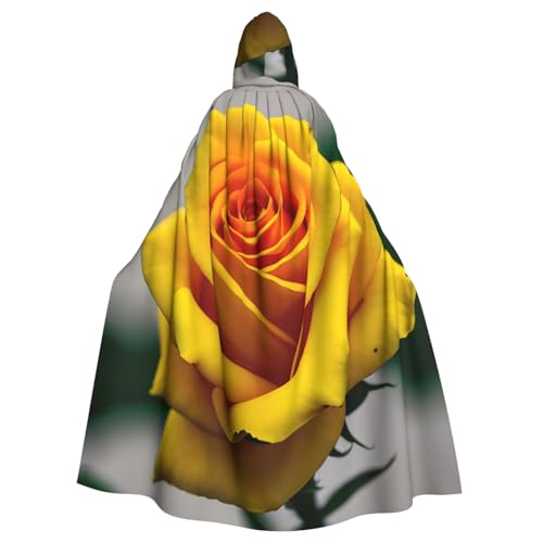 ABYchdd Kapuzenumhang mit gelbem Rosen-Druck, Unisex, langer Umhang für Cosplay/Party von ABYchdd