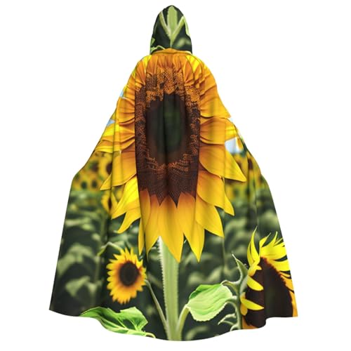 ABYchdd Kapuzenumhang mit gelbem Sonnenblumen-Druck, für Erwachsene, Halloween, ideal für Cosplay, Partys und mehr von ABYchdd