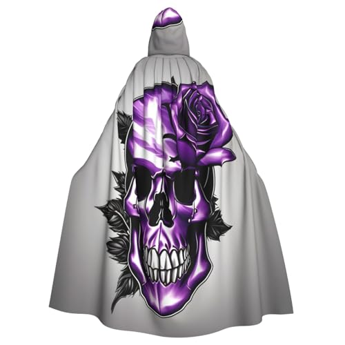 ABYchdd Kapuzenumhang mit lila Rose und Totenkopf-Aufdruck, Unisex, langer Umhang für Cosplay/Party ABYchdd Kapuzenumhang mit lila Rose und Totenkopf-Aufdruck, Unisex, langer Umhang für Cosplay/Party von ABYchdd