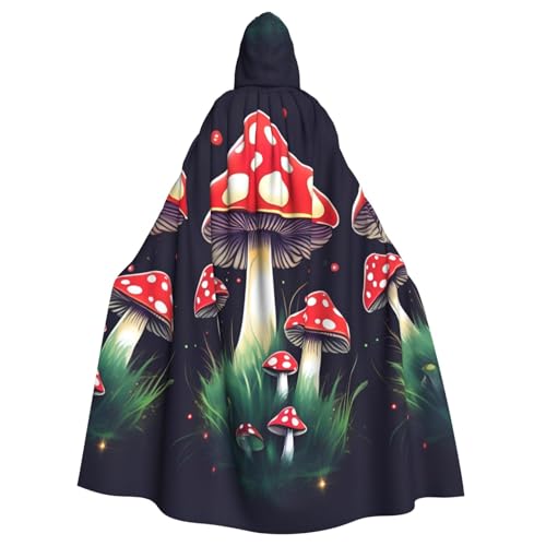 ABYchdd Kapuzenumhang mit magischem Pilz-Aufdruck, für Erwachsene, Unisex, langer Umhang für Cosplay/Party von ABYchdd