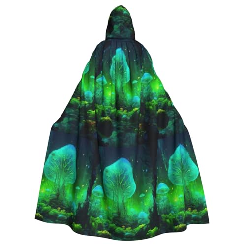 ABYchdd Kapuzenumhang mit magischem Pilz-Druck, Unisex, langer Umhang für Cosplay/Party von ABYchdd