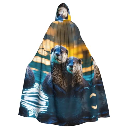 ABYchdd Kapuzenumhang mit süßem braunem Otter-Druck, für Halloween, Erwachsene, Unisex, mit Kapuze, langer Umhang für Cosplay/Party von ABYchdd