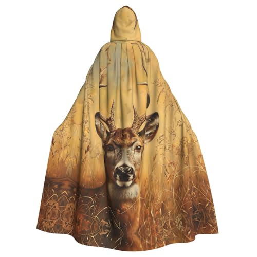 ABYchdd Kapuzenumhang mit wildem Hirsch-Druck, Unisex, langer Umhang für Cosplay/Party von ABYchdd